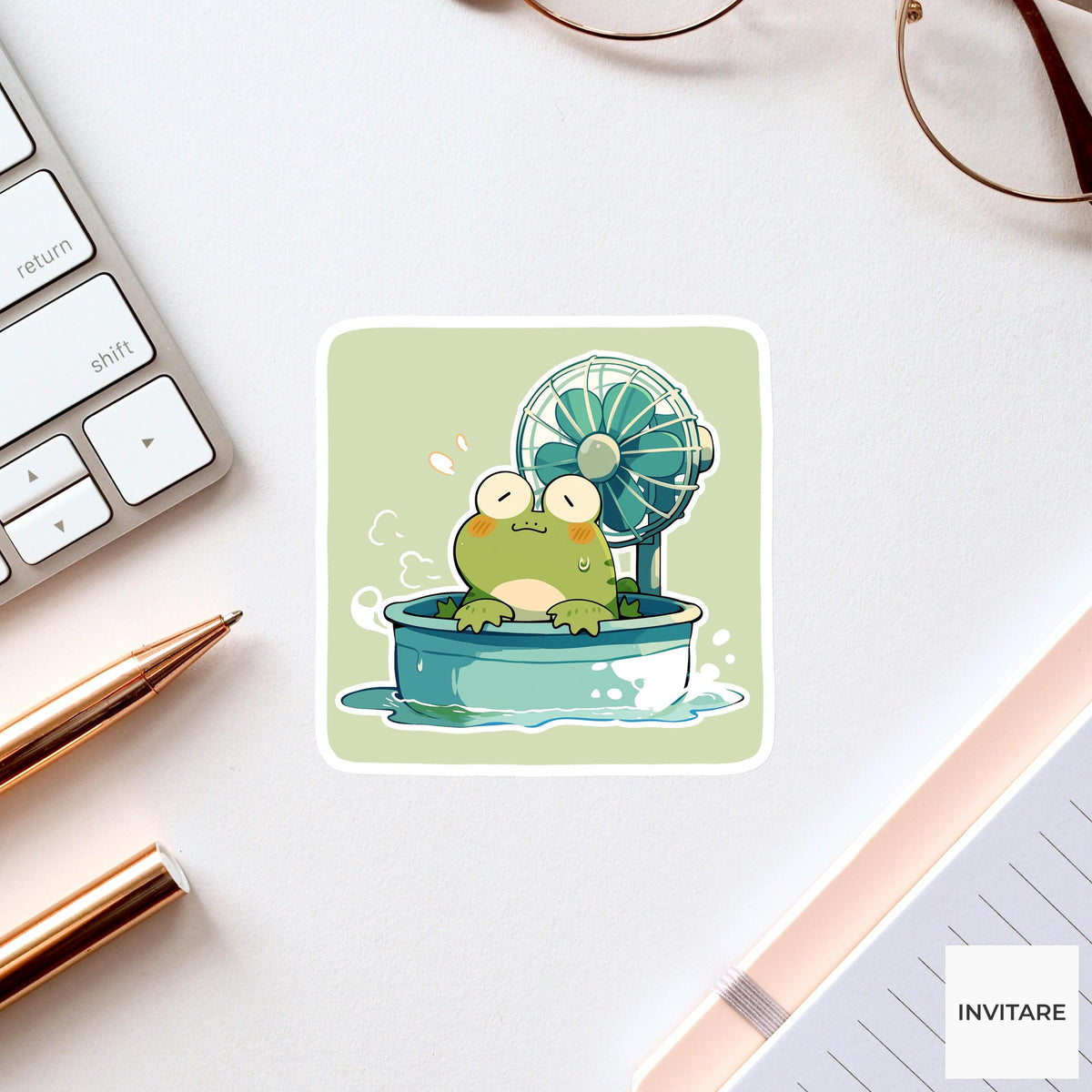 Overheated Frog Sticker, Funny Heatwave Kiddie Pool Summer Decal