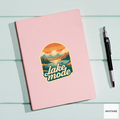 Lake Mode Sticker, Retro Summer Lake House Decal for Laptops