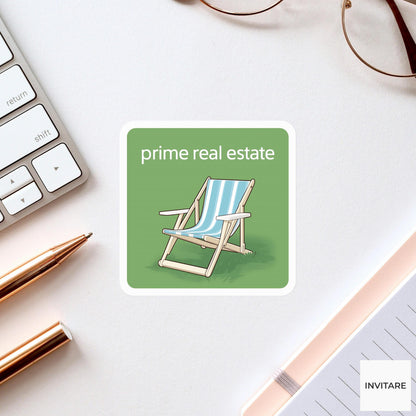 Prime Real Estate Chair Sticker, Funny Summer Shade Meme Decal