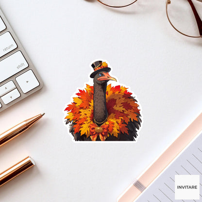 Cassowary Hayride Costume Sticker, Overdressed Halloween Meme Animal Laptop Water Bottle Decal