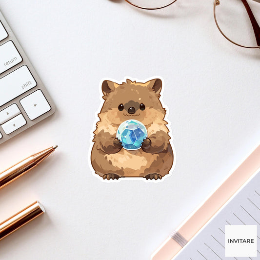 Quokka Crystal Ball Sticker, Confused Fortune Halloween Animal Meme Laptop Water Bottle Decal