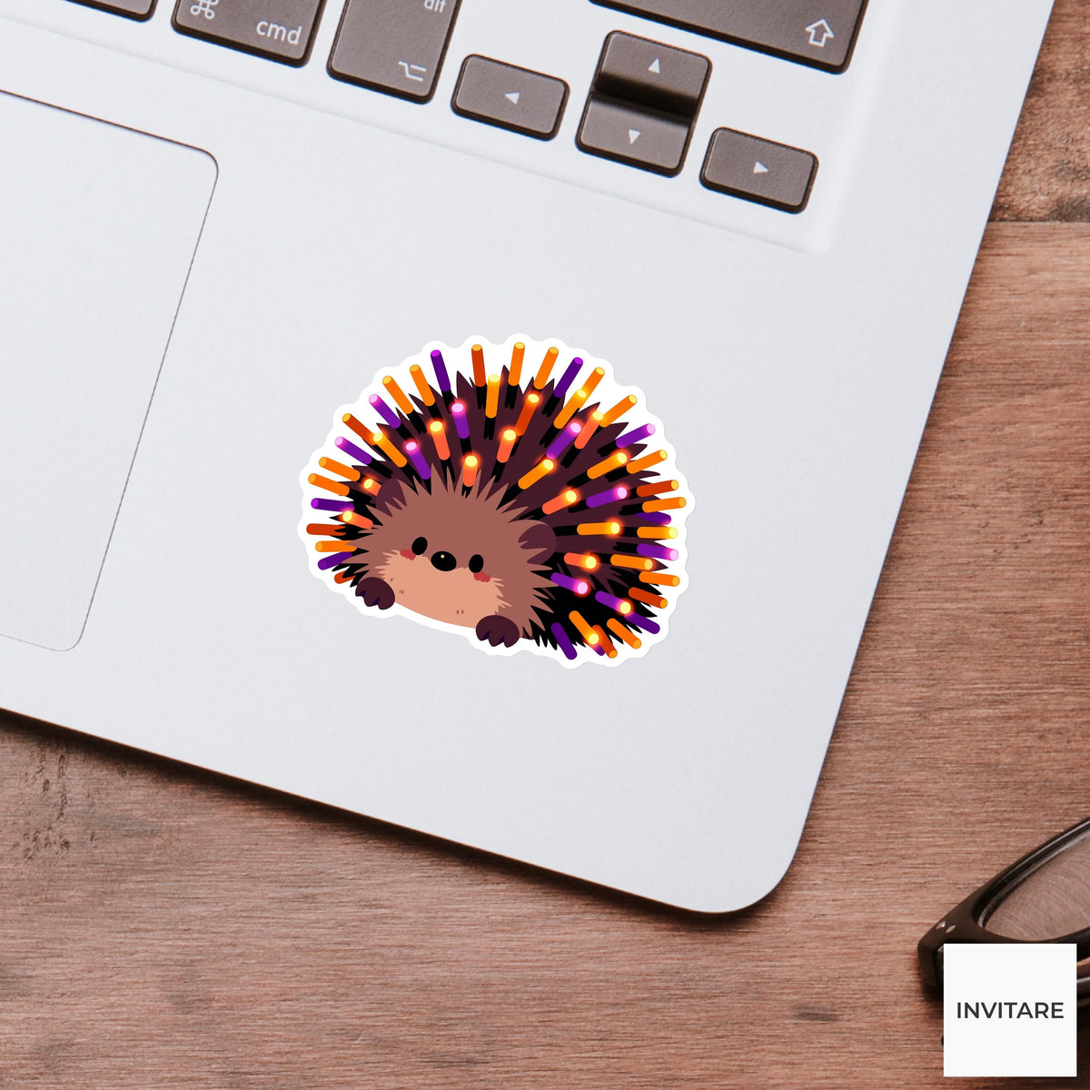 Porcupine Light Stick Sticker, Accidental Halloween Decoration Meme Funny Animal Laptop Water Bottle Decal