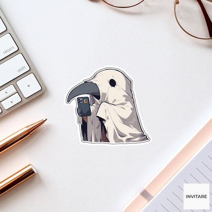 Tapir Ghost Costume Sticker, Wrong Hole Group Chat Halloween Meme Laptop Water Bottle Decal