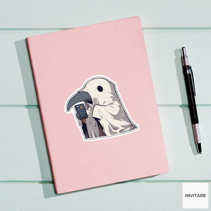 Tapir Ghost Costume Sticker, Wrong Hole Group Chat Halloween Meme Laptop Water Bottle Decal