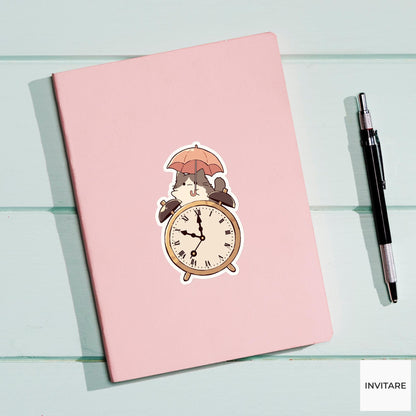Norwegian Forest Cat Sticker, Alarm Clock Umbrella Funny Morning Meme Decal