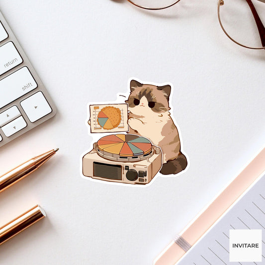 Ragdoll Cat Projector Sticker, Confusing Pie Chart Funny Work Meme Decal