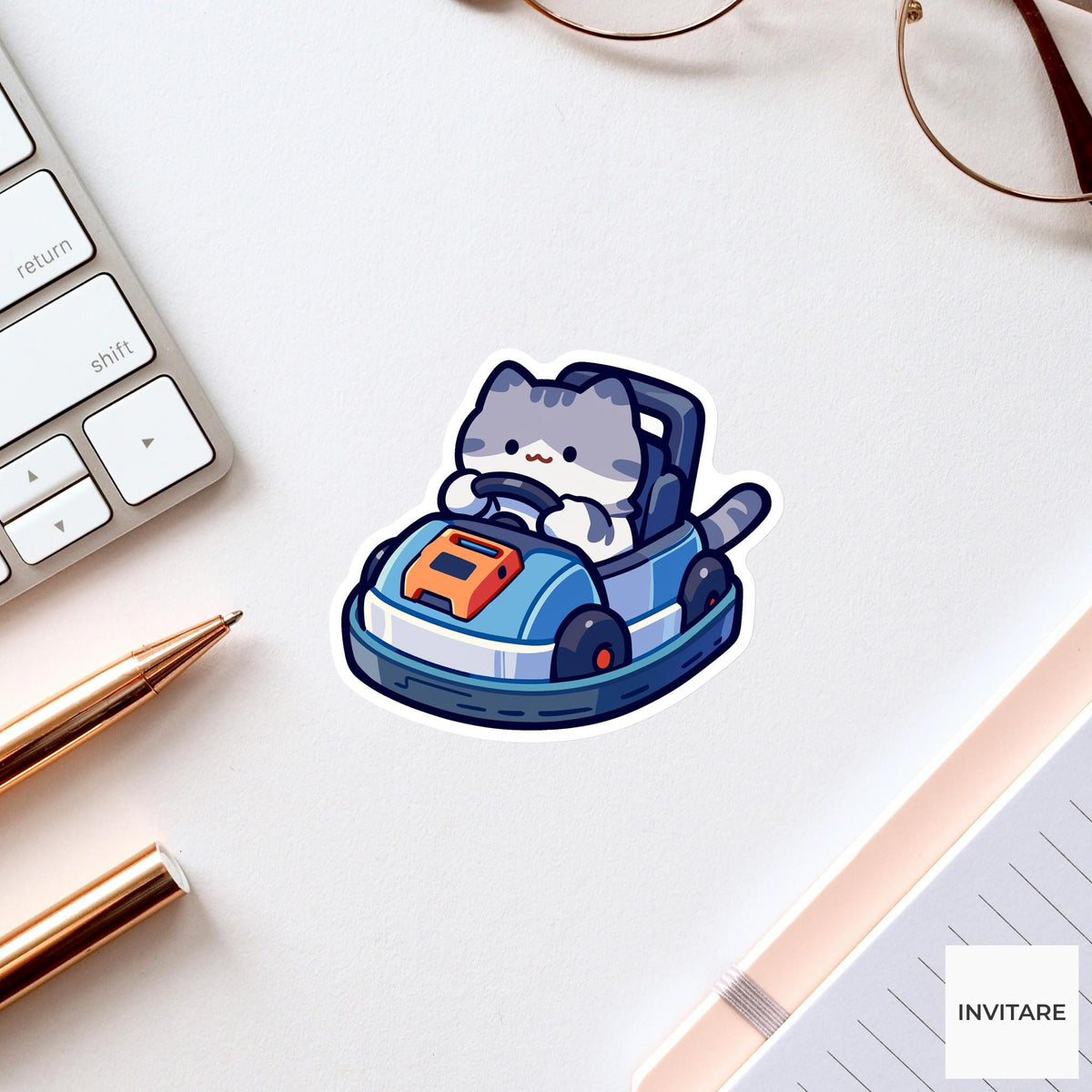 Scottish Fold Bumper Car Sticker, House Key Errand Funny Cat Meme Decal
