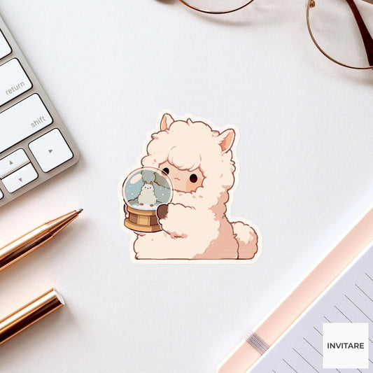 Alpaca Snow Globe Sticker, Weather Inside Funny Animal Meme Laptop Water Bottle Decal