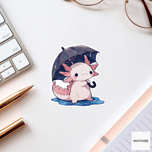 Axolotl Umbrella Sticker, Indoor Puddle Funny Animal Meme Laptop Water Bottle Decal