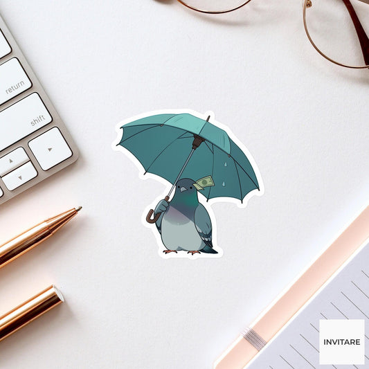City Pigeon Umbrella Sticker, Loose Change Funny Animal Meme Laptop Water Bottle Decal