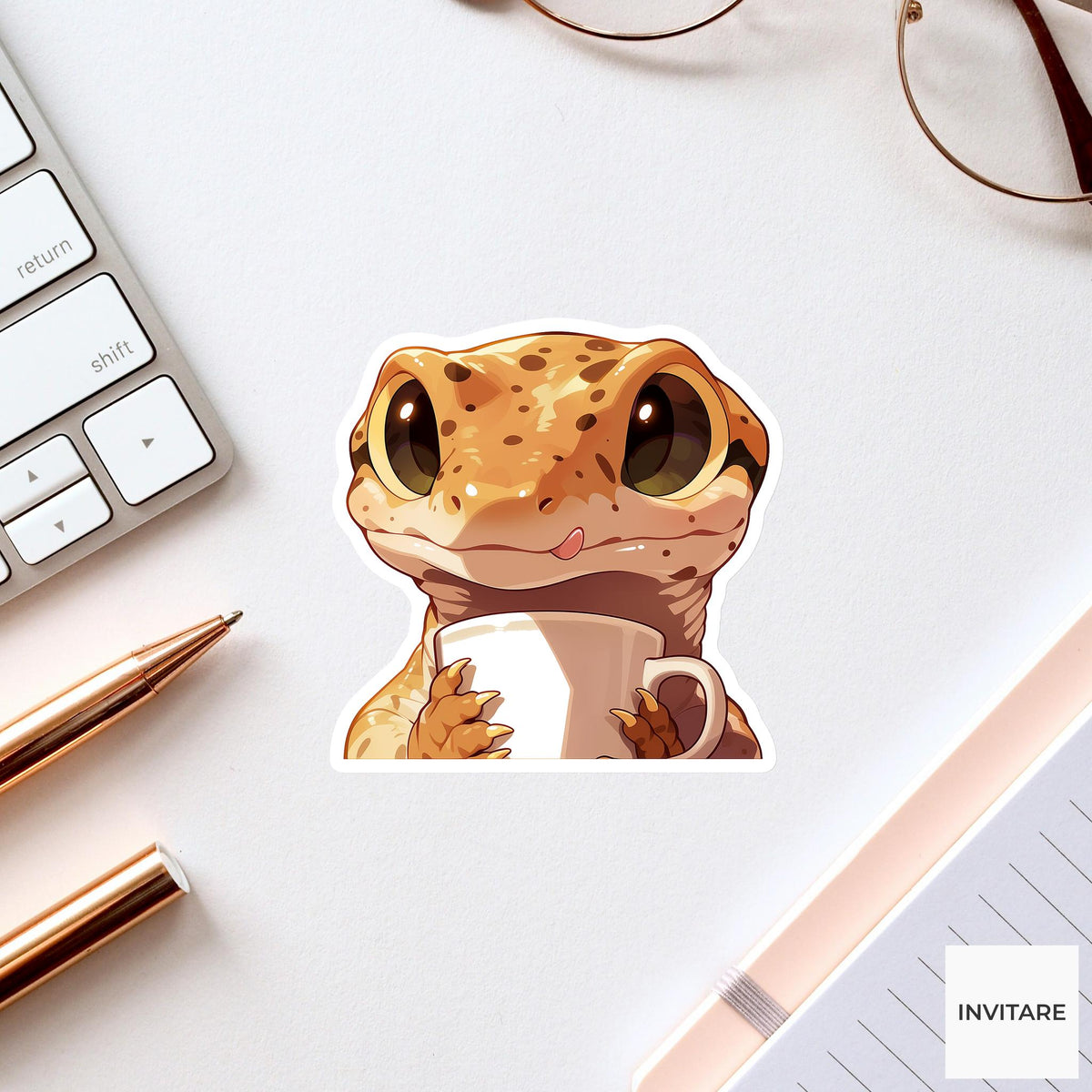 Gecko Suction Cup Sticker, Wall Assistant Funny Animal Meme Laptop Water Bottle Decal