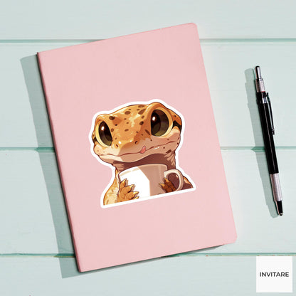Gecko Suction Cup Sticker, Wall Assistant Funny Animal Meme Laptop Water Bottle Decal