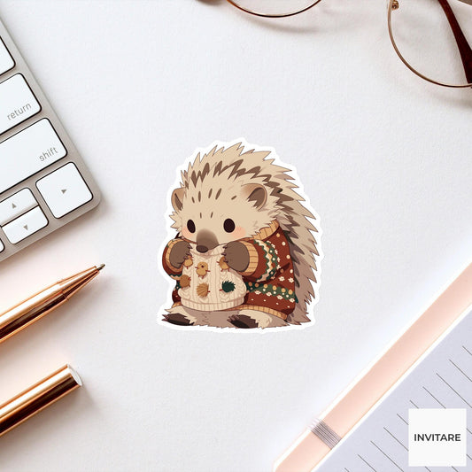Porcupine Sweater Sticker, Outfit Struggle Funny Animal Meme Laptop Water Bottle Decal
