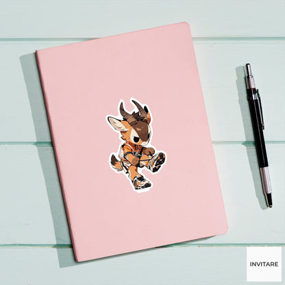Pronghorn Running Bib Sticker, Race Day Funny Animal Meme Laptop Water Bottle Decal