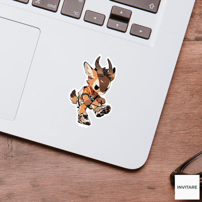Pronghorn Running Bib Sticker, Race Day Funny Animal Meme Laptop Water Bottle Decal