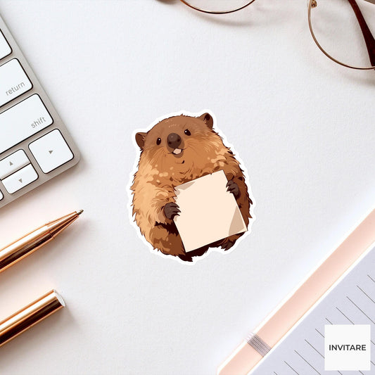 Quokka Birthday Card Sticker, Handmade Funny Animal Meme Laptop Water Bottle Decal