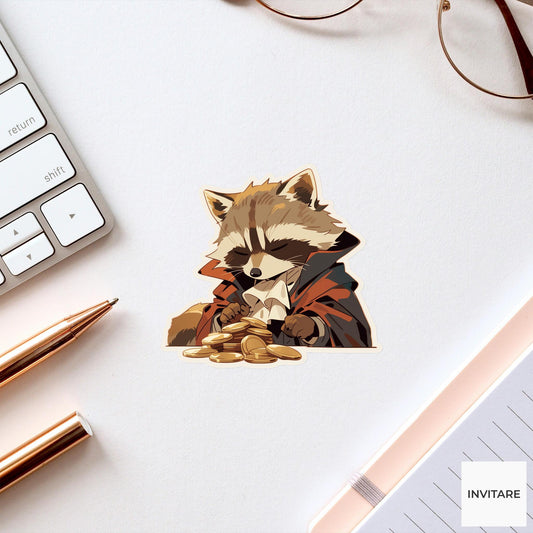 Raccoon Judge Sticker, Button Court Funny Animal Meme Laptop Water Bottle Decal