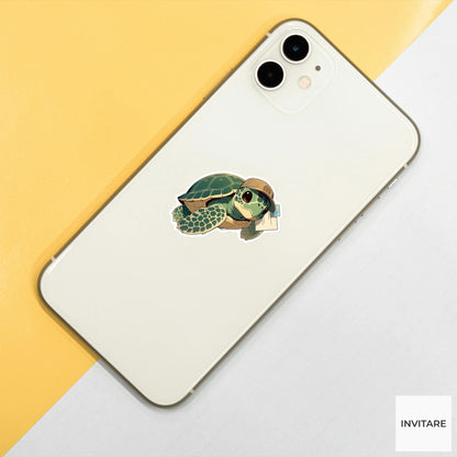 Sea Turtle Delivery Sticker, Concert Ticket Funny Animal Meme Laptop Water Bottle Decal