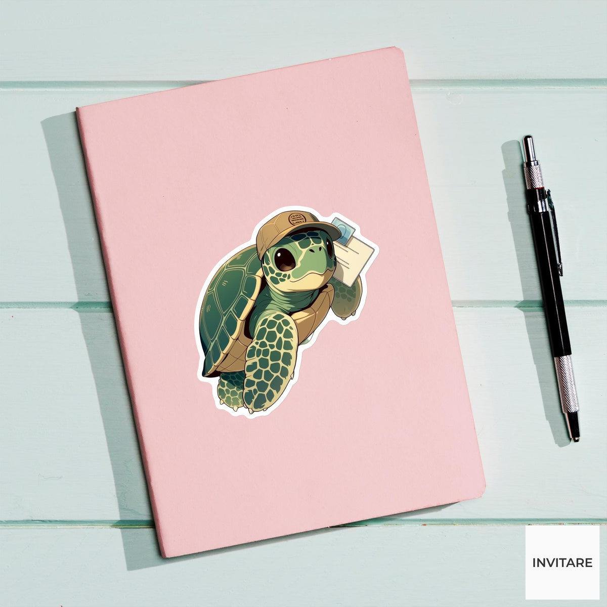 Sea Turtle Delivery Sticker, Concert Ticket Funny Animal Meme Laptop Water Bottle Decal