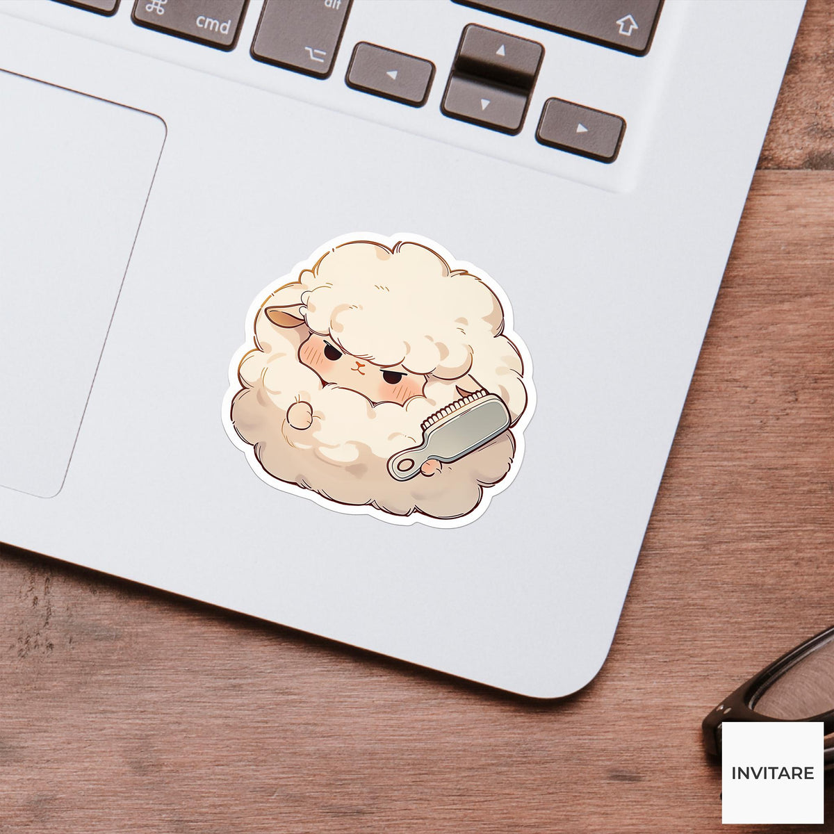 Sheep Lint Brush Sticker, Never Ending Chores Funny Animal Meme Laptop Water Bottle Decal