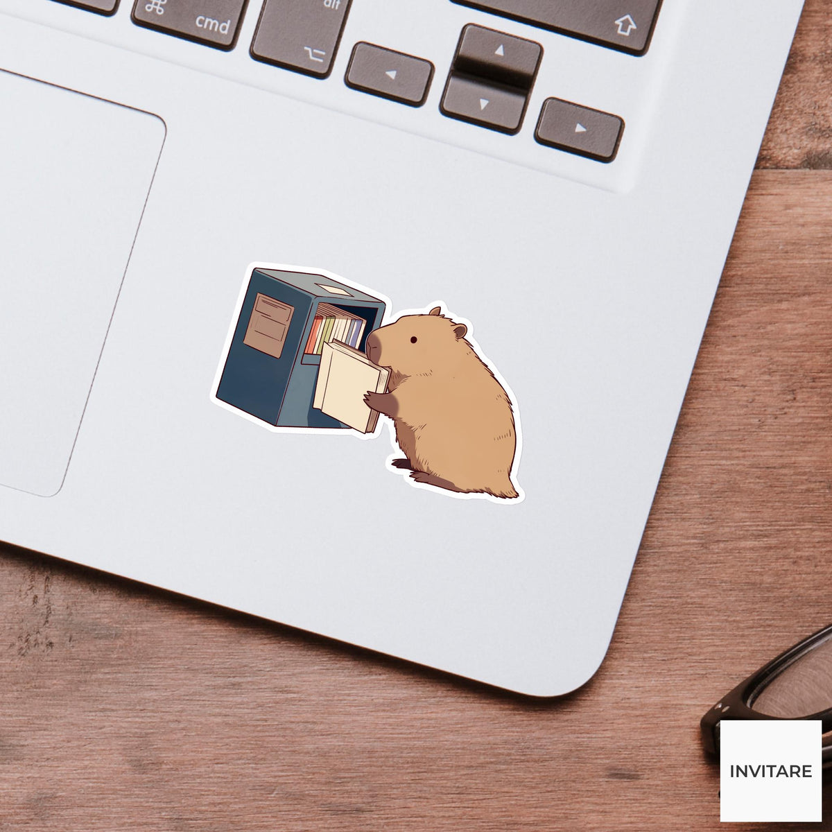 Capybara Library Return Sticker, Book Drop Kawaii Animal Laptop Water Bottle Decal