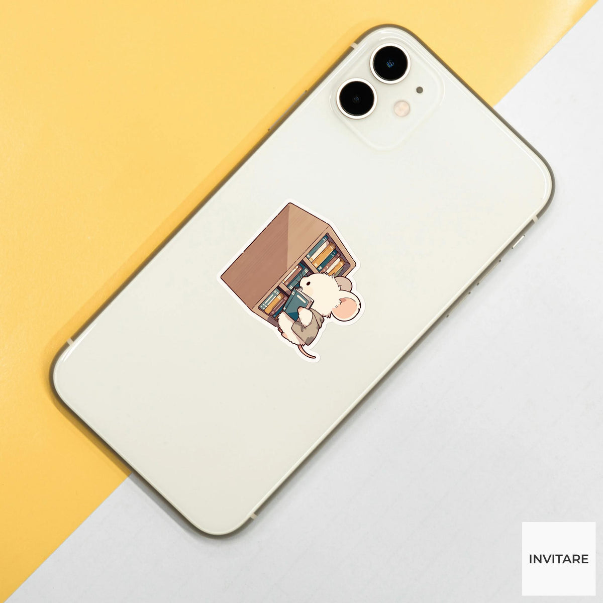 Mouse Little Free Library Sticker, Bookish Kawaii Animal Laptop Decal