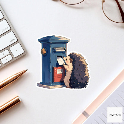 Hedgehog Letterbox Sticker, Kawaii Animal Laptop Water Bottle Decal