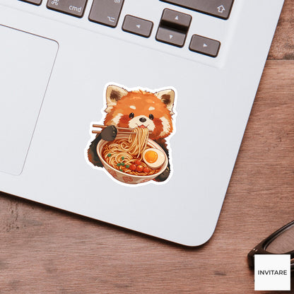 Red Panda Spicy Ramen Sticker, Cute Kawaii Kitchen Laptop Water Bottle Journal Decor Gift