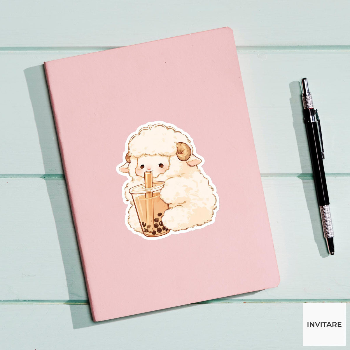 Sheep Bubble Tea Sticker, Cute Kawaii Foodie Kitchen Laptop Water Bottle Planner Gift