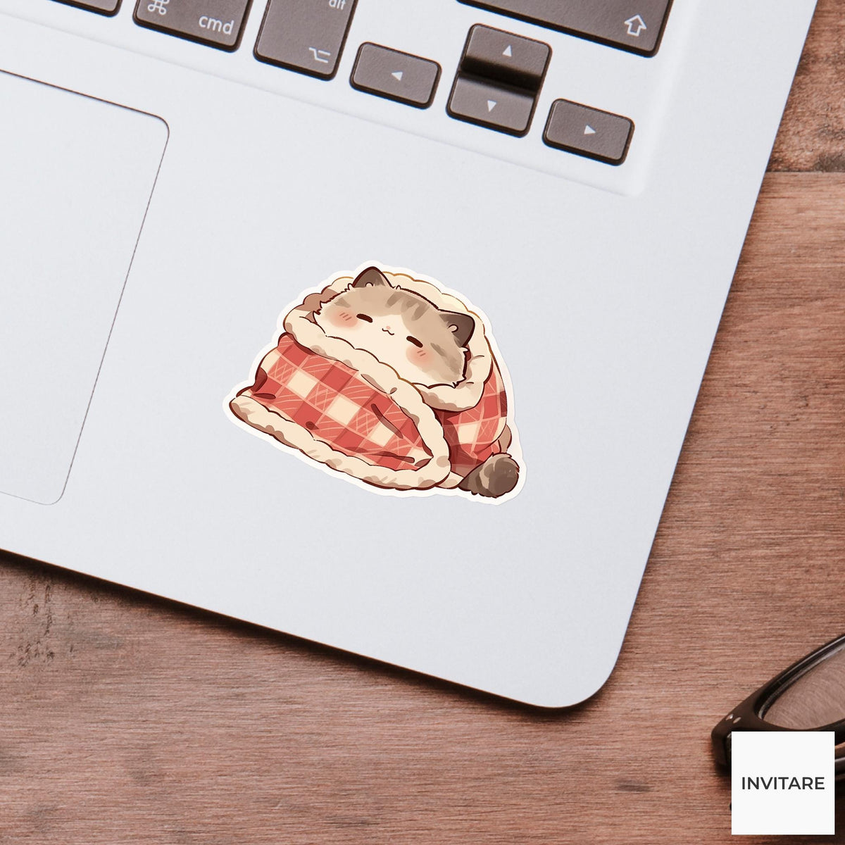Sleepy Scottish Fold Cat Sticker, Cozy Kawaii Nap Laptop Water Bottle Planner Gift
