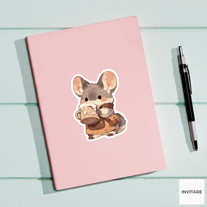 Chinchilla Ceramics Student Sticker, Cute Kawaii Laptop Bottle Planner Journal Ceramics Gift