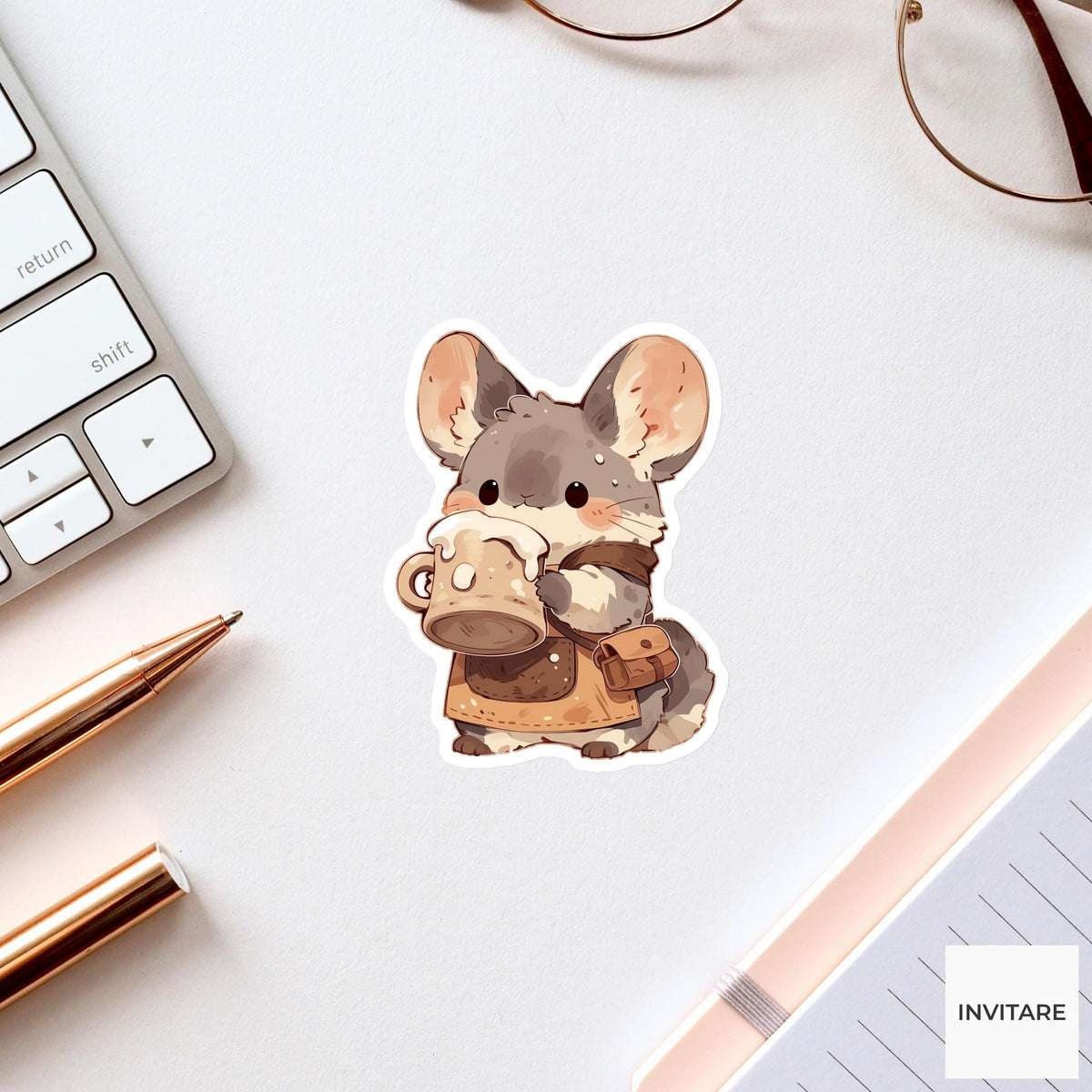 Chinchilla Ceramics Student Sticker, Cute Kawaii Laptop Bottle Planner Journal Ceramics Gift