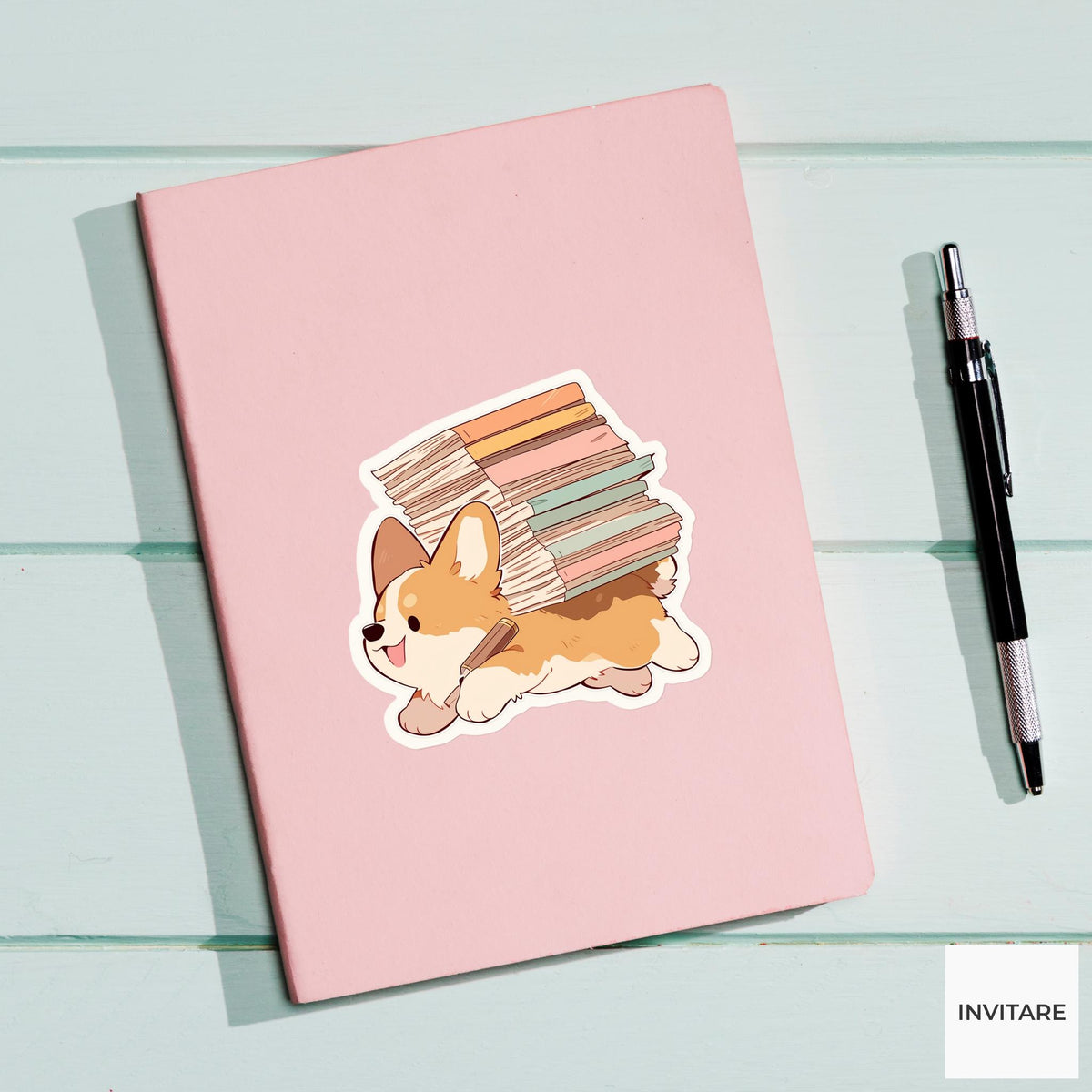 Corgi Office Assistant Sticker, Cute Kawaii Laptop Bottle Planner Journal Office Gift