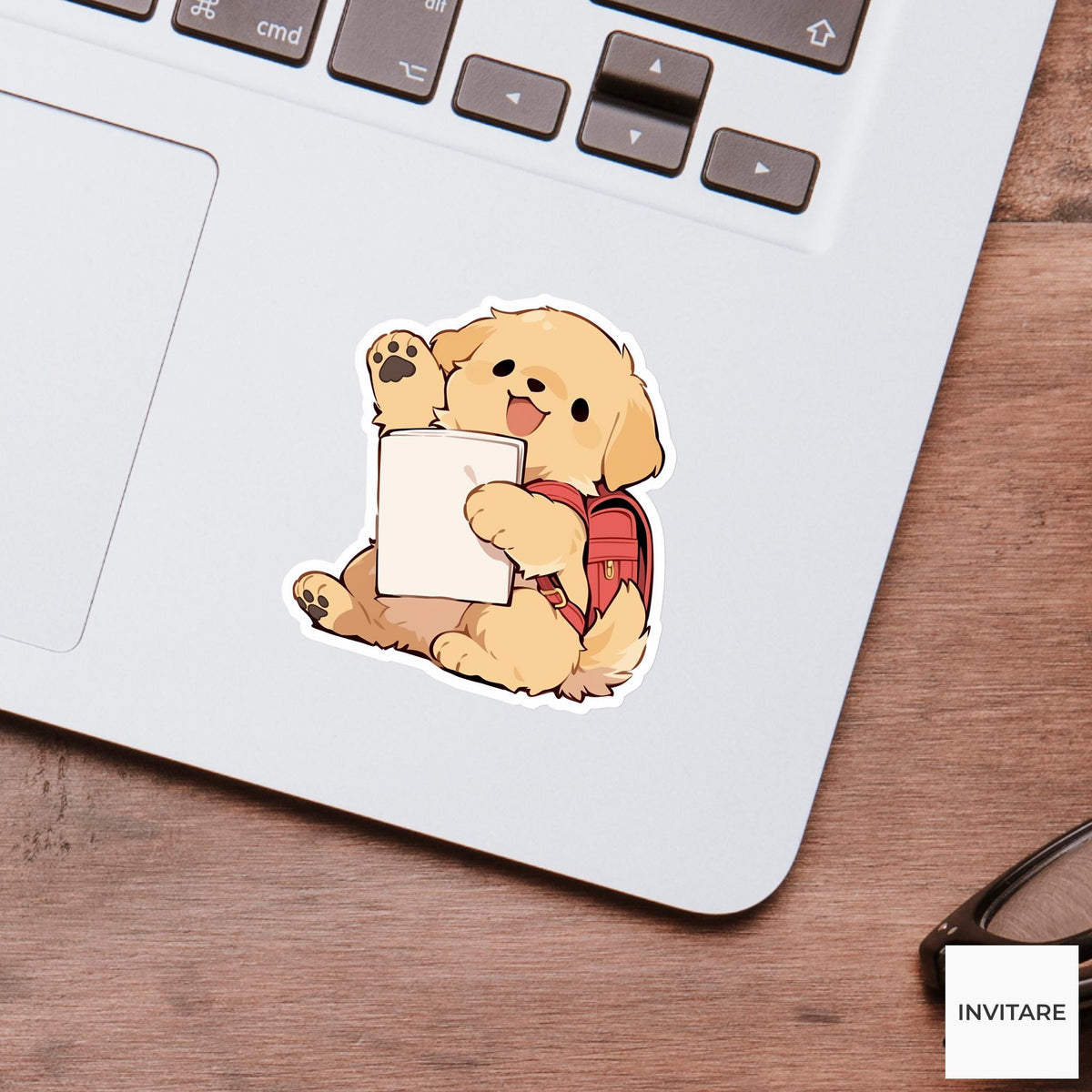 Golden Retriever Elementary Student Sticker, Cute Kawaii Laptop Bottle Planner Journal School Gift