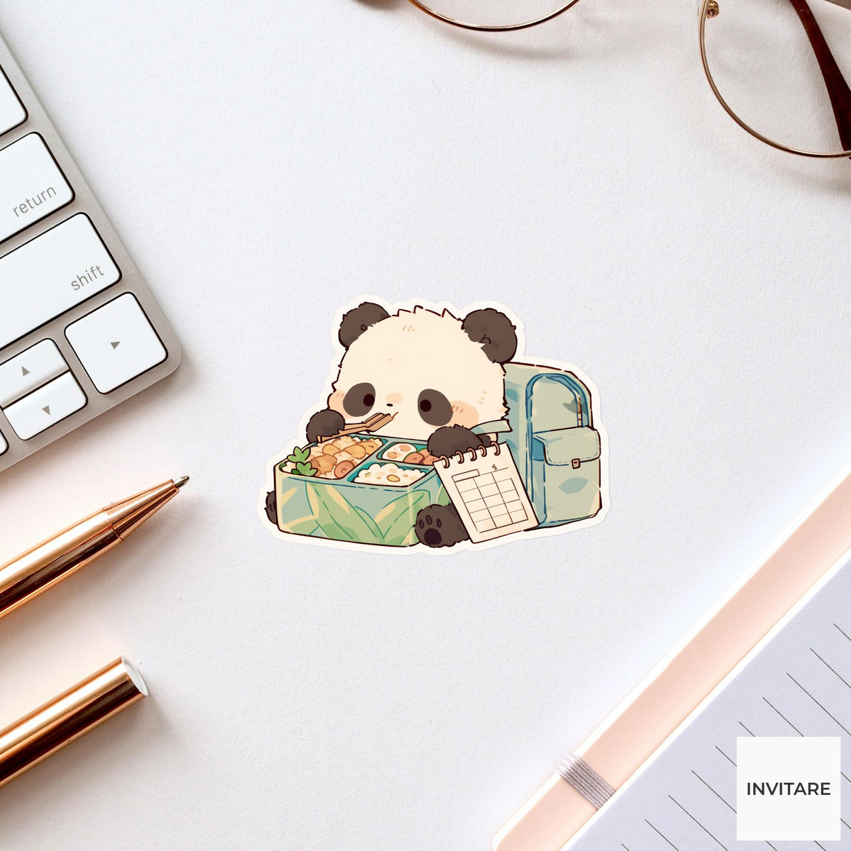 Panda Bento Lunch Student Sticker, Cute Kawaii Laptop Bottle Planner Journal Bento Gift