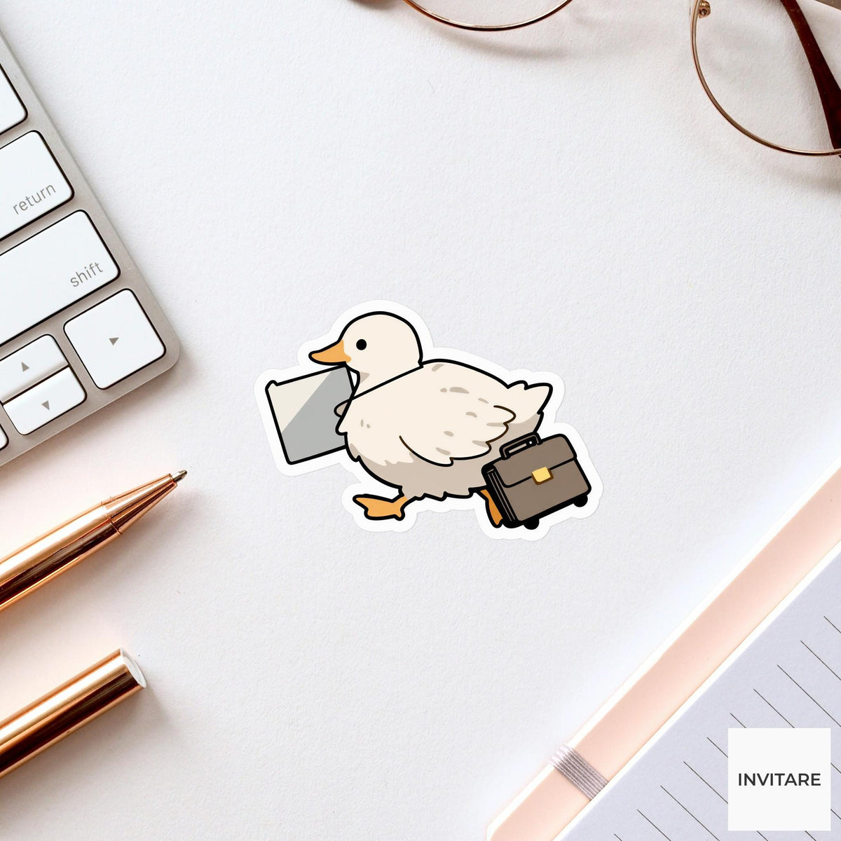 Duckling Office Messenger Sticker, Cute Kawaii Laptop Bottle Planner Journal Office Gift
