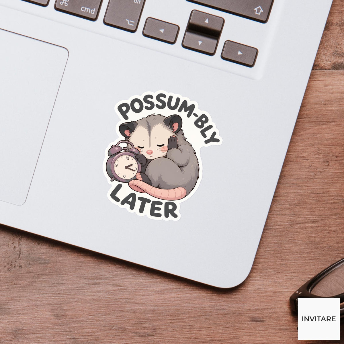 Possum-bly Later Sticker, Funny Possum Nap Pun Laptop Planner Gift for Procrastinator