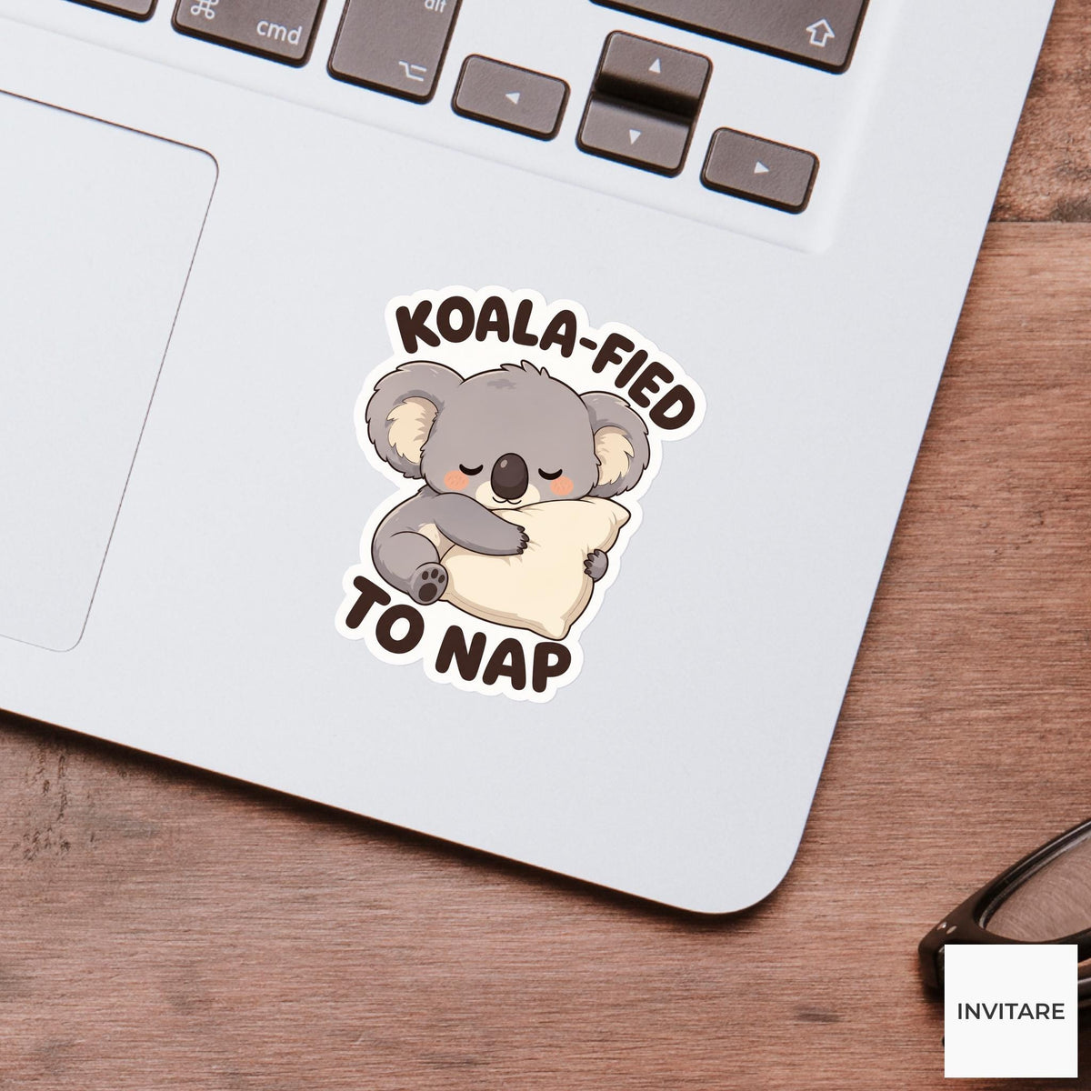 Koala-fied to Nap Sticker, Funny Koala Nap Pun Laptop Planner Gift for Sleepy Friend