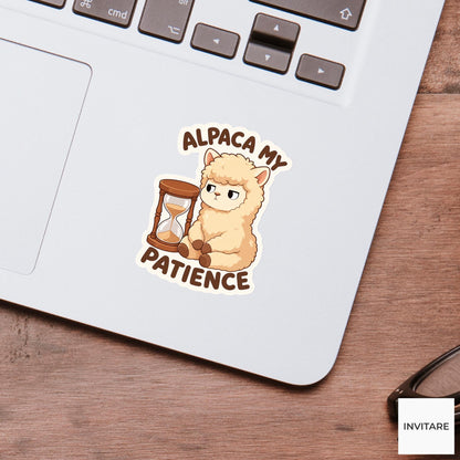 Alpaca My Patience Sticker, Funny Alpaca Patience Pun Laptop Planner Gift for Waiting Friend