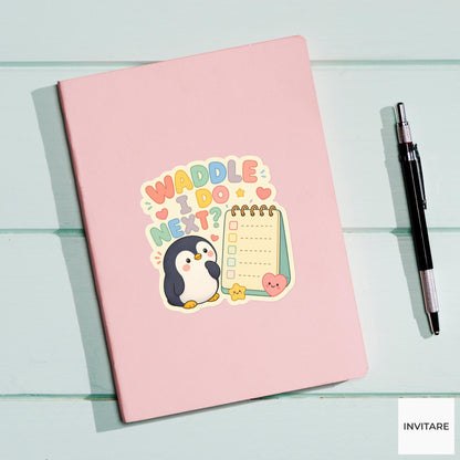 Waddle I Do Next Sticker, Funny Penguin Planner Pun Laptop Planner Gift for Student