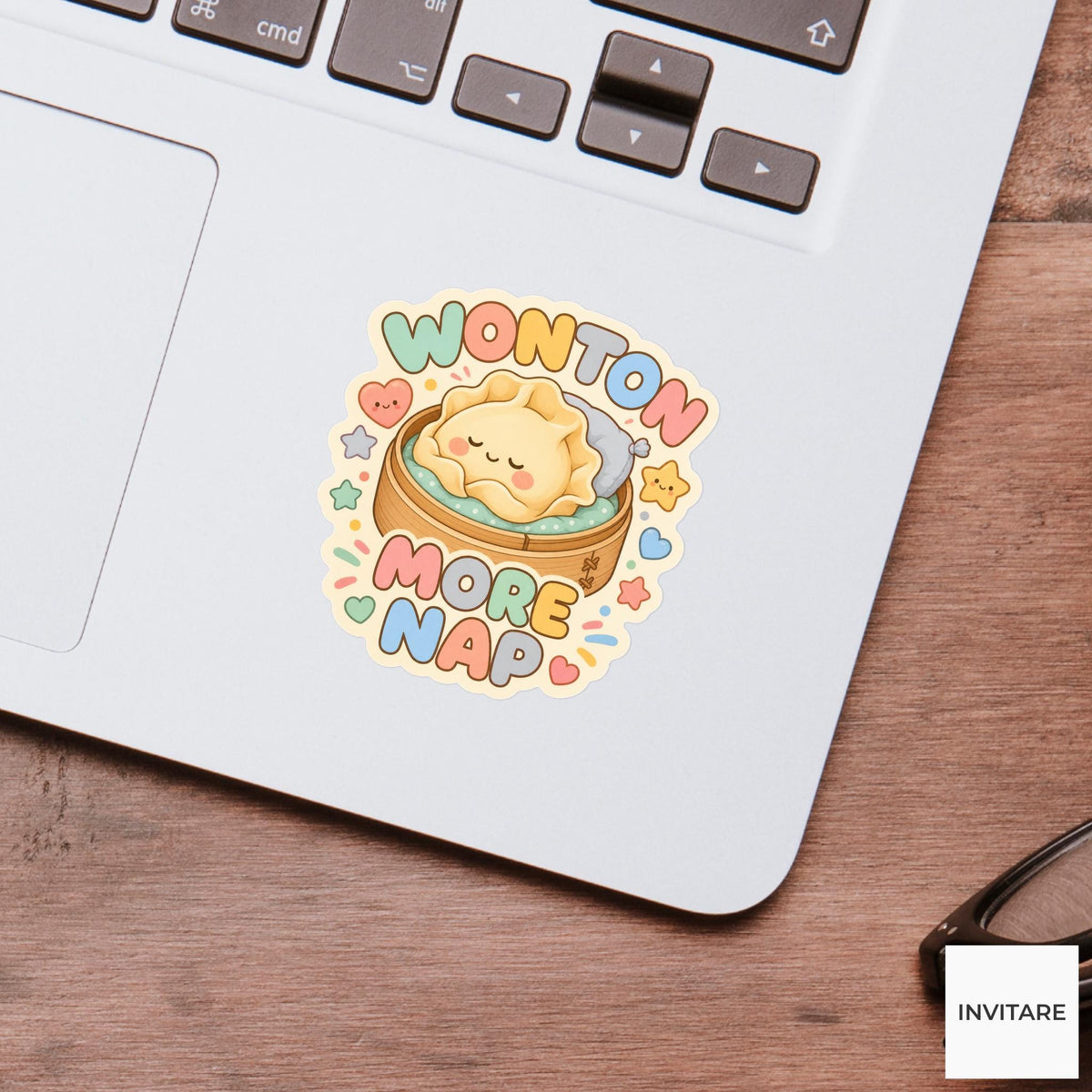 Wonton More Nap Sticker, Funny Dumpling Nap Pun Laptop Planner Gift for Food Lover