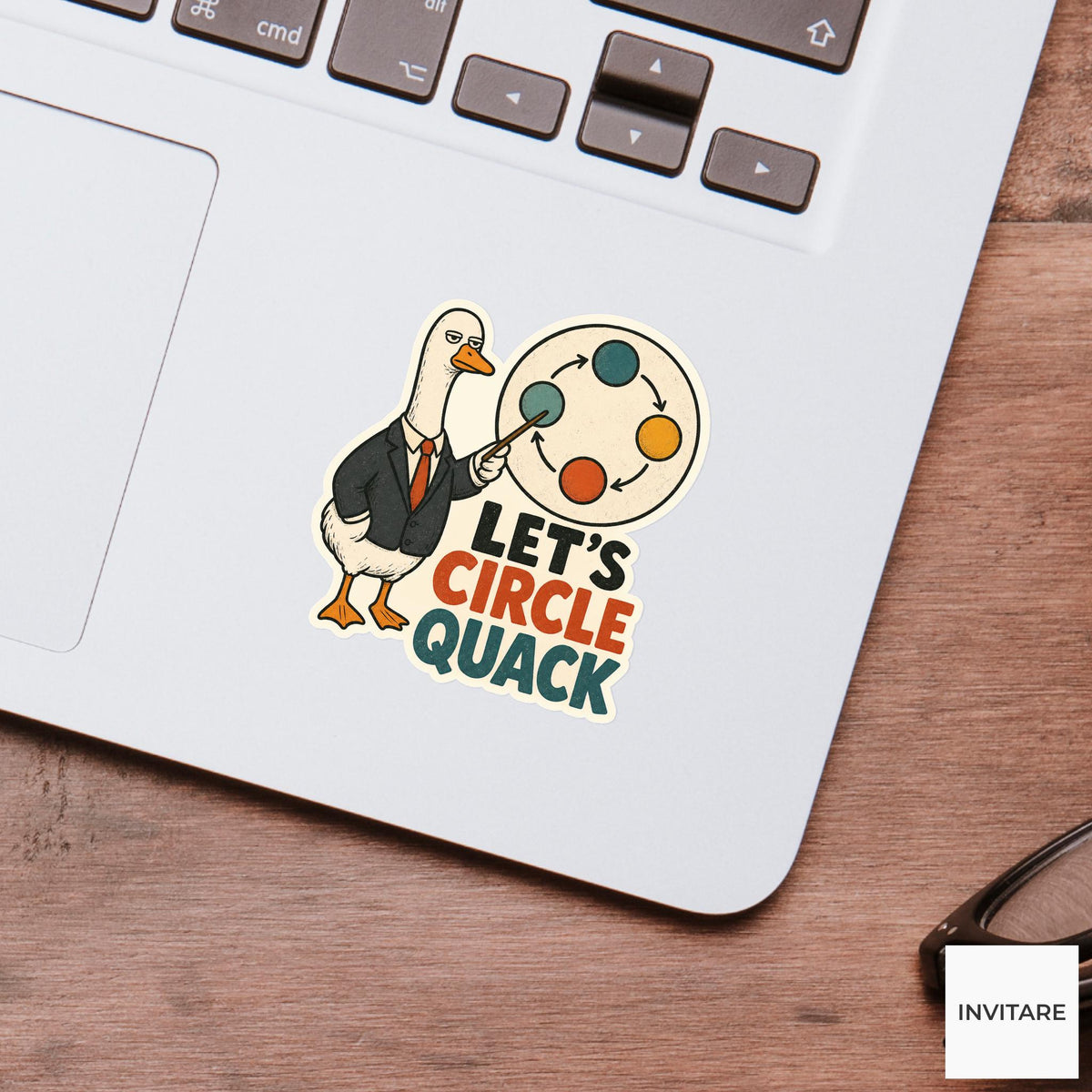 Let's Circle Quack Sticker, Funny Goose Office Pun Laptop Planner Gift for Coworker