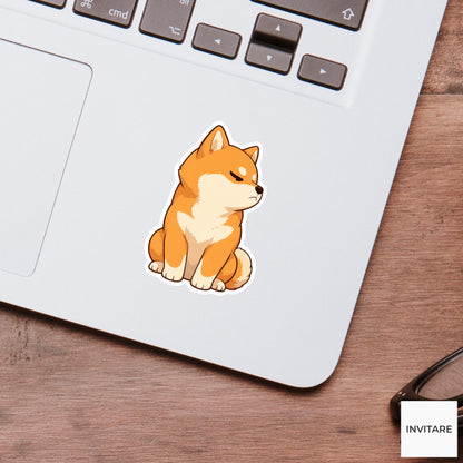 Stubborn Shiba Inu Sticker, Funny Side Eye Kawaii Laptop Bottle Planner Journal Gift