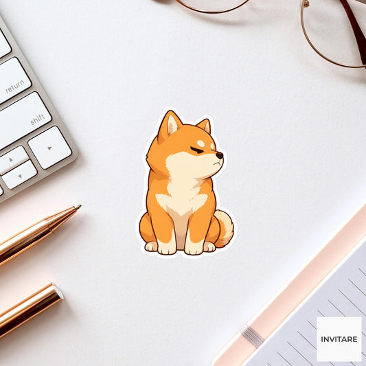 Stubborn Shiba Inu Sticker, Funny Side Eye Kawaii Laptop Bottle Planner Journal Gift