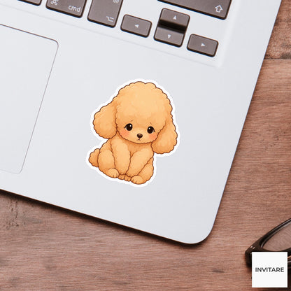 Embarrassed Toy Poodle Sticker, Bashful Kawaii Puppy Laptop Bottle Planner Journal Dog Gift