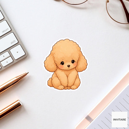 Embarrassed Toy Poodle Sticker, Bashful Kawaii Puppy Laptop Bottle Planner Journal Dog Gift