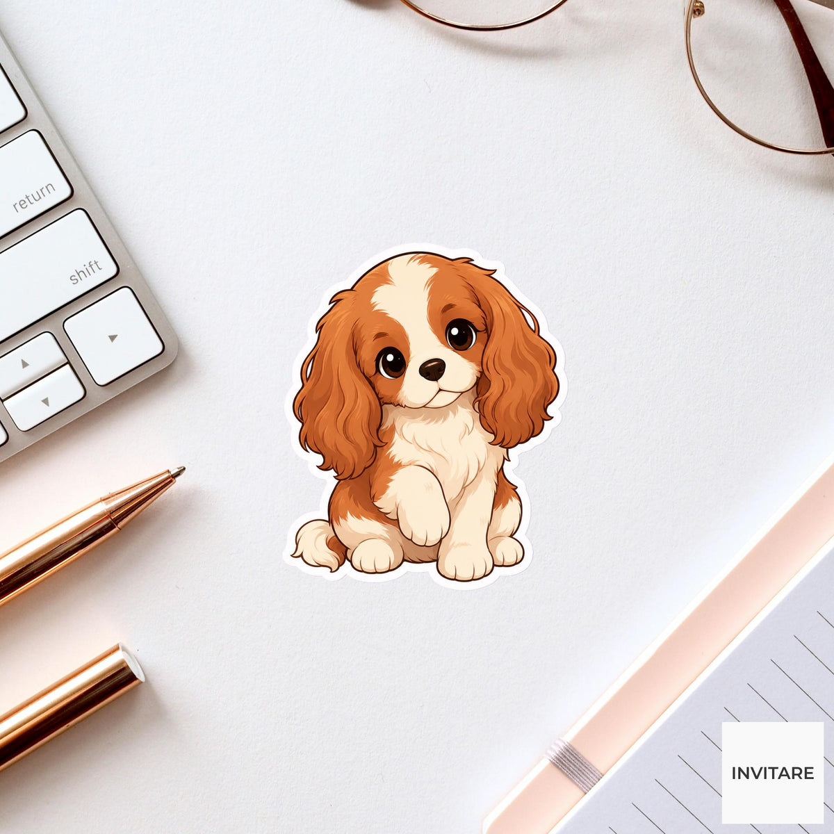 Gentle Cavalier Spaniel Sticker, Sweet Kawaii Puppy Laptop Bottle Planner Journal Dog Lover Gift