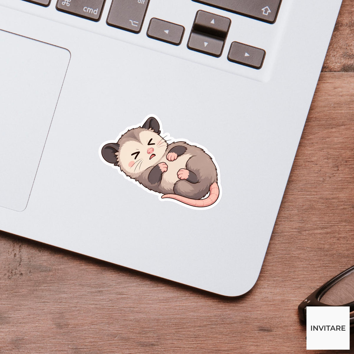 Playing Dead Possum Sticker, Dramatic Tired Kawaii Laptop Planner Journal Funny Animal Gift