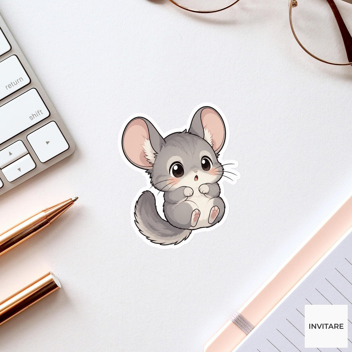 Startled Chinchilla Sticker, Jumping Kawaii Small Pet Laptop Bottle Planner Journal Owner Gift