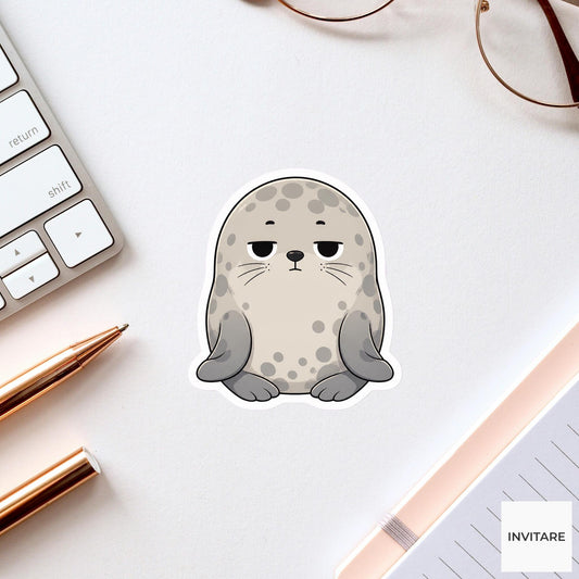 Unimpressed Harbor Seal Sticker, Funny Side Eye Kawaii Laptop Bottle Planner Journal Gift
